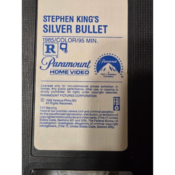 Silver Bullet VHS Video Horror Stephen King's Cycle of the Werewolf Corey Haim - Picture 3 of 5